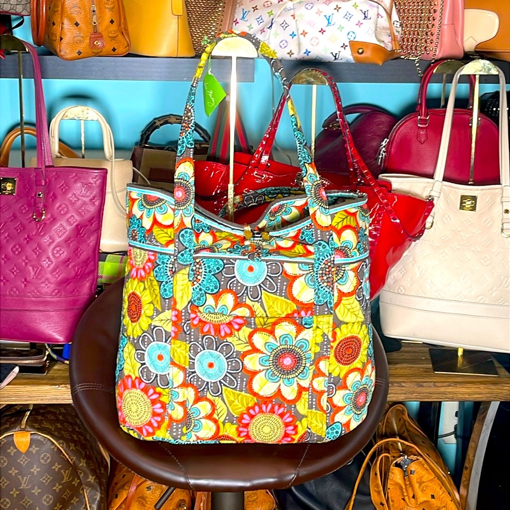 Vera Bradley Bright Multicolor Floral Quilted Tote